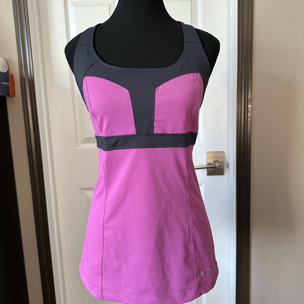 Oakley Pink and Gray Athletic Tank Top